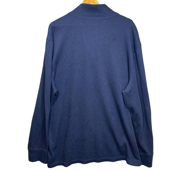 Nautica Men XXL Quarter Zip Pullover Navy Blue 100% Cotton Mock Neck Long Sleeve - Picture 4 of 10